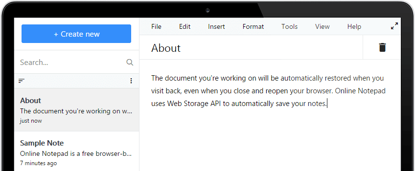 Piasa Online Notepad Screenshot